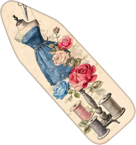 Miniatura 32 de Nuxovilar Maniquí de Costura Vintage y Funda para Tabla de Planchar con Patrón Floral, 15×54 pulgadas, Se Adapta a la mayoría de Tablas Estándar