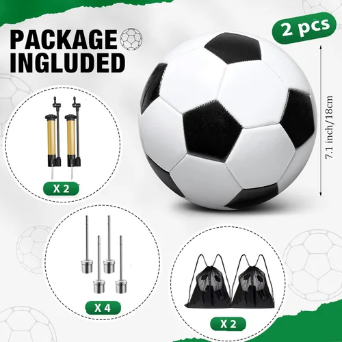 Miniatura 2 de Paquete de 2 pelotas de fútbol desinfladas con bomba para regalos de Navidad de 4 a 14 años, tamaño 3, tamaño 4, 5 artículos, ofertas a granel