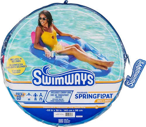Miniatura 7 de SwimWays Spring Float - Tumbona reclinable prémium para piscina, flotadores inflables para adultos con inflado rápido para edades de 15 años