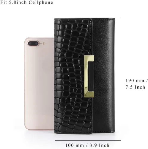 Miniatura 5 de HAWEE Trifold Wallet para mujer Cuero Genuino Elegante Femenino Tarjeta de Crédito Tarde Bolso de Embrague HW-CS-AX512-1