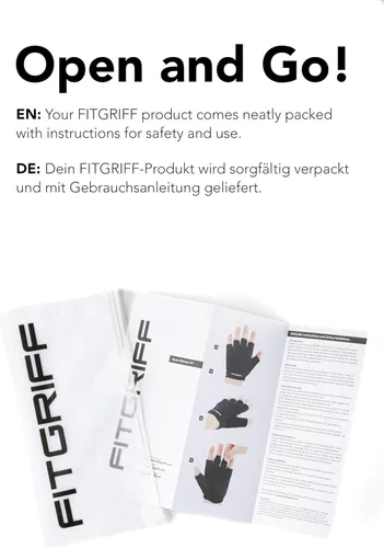 Miniatura 7 de Fitgriff® Guantes de entrenamiento (acolchados) para hombres y mujeres, guantes de gimnasio sin dedos para levantamiento de pesas, entrenamiento