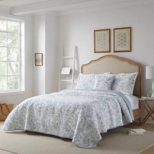 Miniatura 4 de Laura Ashley - Juego de edredón individual, juego de ropa de cama reversible de algodón con funda de almohada adicional, decoración del hogar