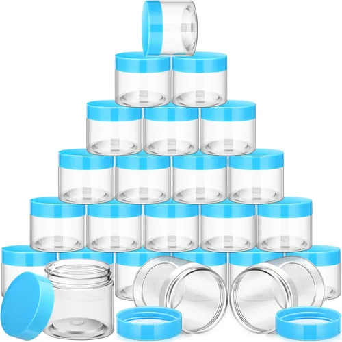 Miniatura 16 de SATINIOR 24 frascos de plástico transparente vacíos con tapas, recipientes de almacenamiento redondos de boca ancha para productos de belleza