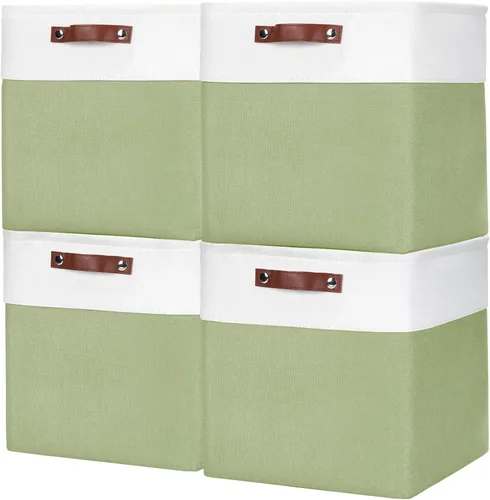 Miniatura 23 de Bagnizer 13x13 Cajas de almacenamiento cúbicas, caja de almacenamiento plegable de tela, paquete de 4 cestas de armario con asas para organizar