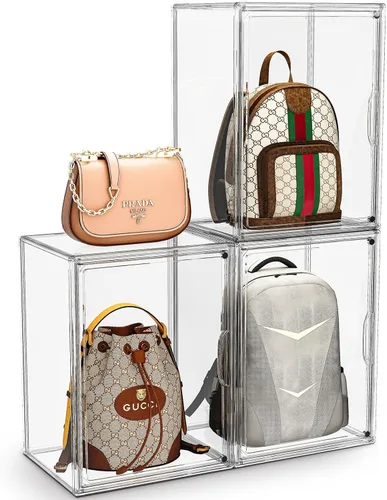 Miniatura 9 de Organizador de Carteras para Clóset, Paquete de 3 Organizadores de Almacenamiento de Carteras, Vitrina de Acrílico Transparente para Coleccionables