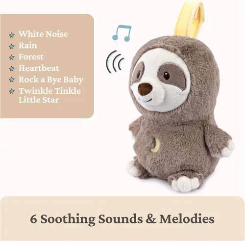Miniatura 4 de GUND Baby Lil' Luvs On The Go Calmante de Perezoso para Bebés y Recién Nacidos, Animal de Peluche de Perezoso, Juguete con Sonido, Marrón/Crema, 6