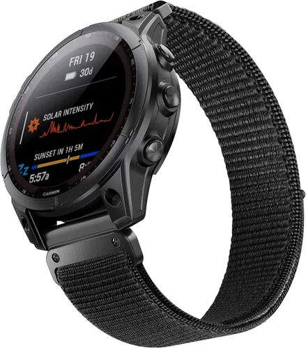 Miniatura 2 de Compatible con Garmin Fenix 8/8 Pro 2.008 in/Fenix 7X/6X/6X Pro/5X/5X Plus, correa de reloj de nailon de 1.024 in de ajuste rápido, correa Negro