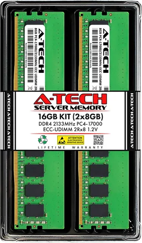 Miniatura 50 de A-Tech Servidor 4GB DDR4 2133MHz PC4-17000 ECC UDIMM 1Rx8 Rango único 1.2V ECC sin búfer DIMM 288-Pin Server & Workstation RAM módulo