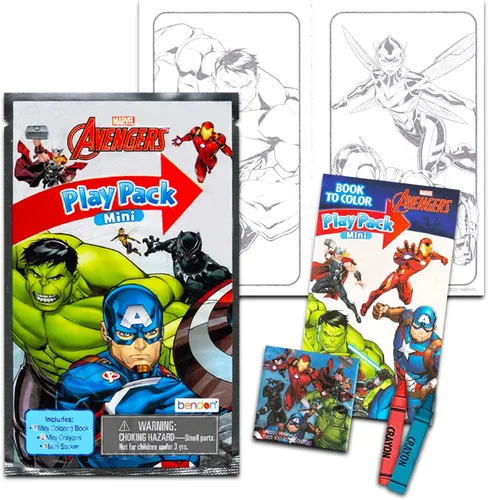 Miniatura 2 de Marvel Avengers Mini Party Favors Set – Paquete con 24 mini paquetes Grab n Go Play con páginas para colorear, calcomanías, más Suministros