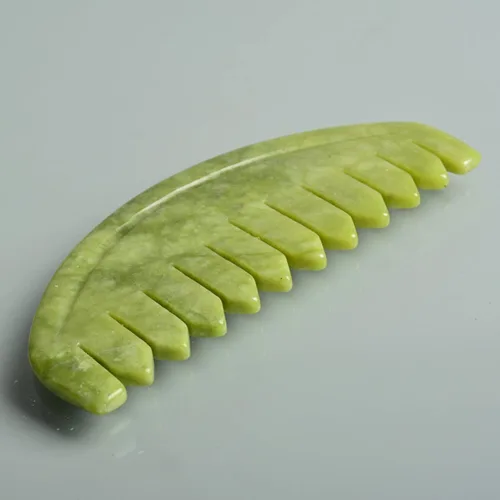 Miniatura 7 de TEONEI Peine de masaje de cabeza de jade, masajeador de cuero cabelludo de piedra de jade natural (3.14 x 1.57 x 0.16 pulgadas)