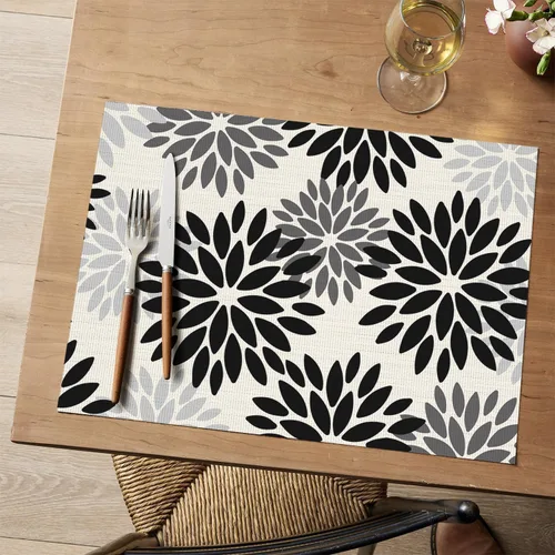 Miniatura 2 de Artoid Mode - Juego de 4 manteles individuales de vinilo con diseño floral, resistentes al calor, lavables, antideslizantes, de PVC, para decoración