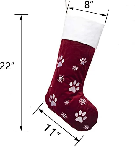 Miniatura 6 de GEX Medias de Navidad para perro, gato o mascota, de 22 pulgadas, forro acolchado grande, bordado, de lujo, encantador, terciopelo, adornos