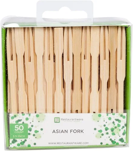 Miniatura 2 de Restaurantware Púas de madera de 3.5 pulgadas, 500 mini tenedores de cóctel de madera, dos púas de bambú resistentes para fiestas o catering