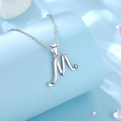 Miniatura 144 de EUDORA Collares de plata esterlina con inicial para mujer, regalos clásicos de 26 letras sin cuello para niñas, hermana, madre hija, cadena de 18