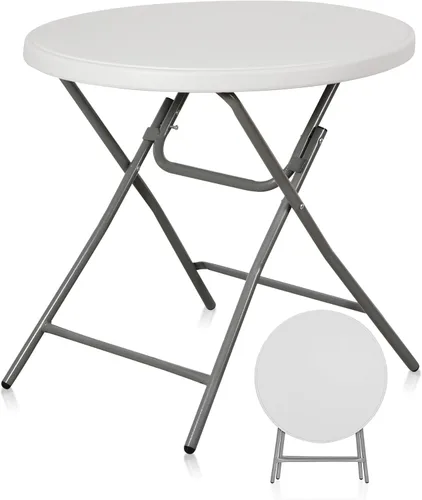 Miniatura 17 de SUPER DEAL Mesa plegable portátil de plástico de 4 pies, pequeña para interiores y exteriores, resistente, plegable por la mitad, mesa para picnic