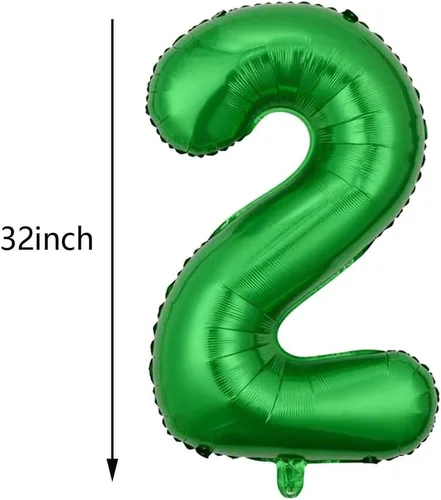 Miniatura 2 de 5 globos de aluminio de tractor verde para tractor número 2, globos de aluminio de Mylar para decoración de fiesta de segundo cumpleaños