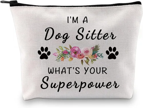 Regalo para cuidador de perros, paseador de perros, regalo de agradecimiento I'm a Dog Sitter What's Your Superpower Bolsa de maquillaje cosmética