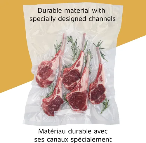 Miniatura 5 de FoodSaver Bolsas selladoras al vacío de longitud personalizada, paquete múltiple, 5 rollos para almacenamiento hermético de alimentos y Sous Vide