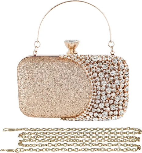 CORIOS Bolso de noche de diamantes de imitación para mujer, bolso de mano de cristal con purpurina brillante con lentejuelas para banquete y boda