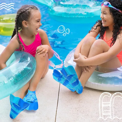 Miniatura 6 de Aletas de natación para niños, aletas cortas de natación para niños, aletas de entrenamiento de natación para regazo, piscina, esnórquel para niños