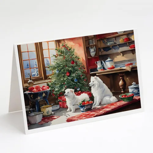 Miniatura 40 de Caroline's Treasures DAC3884GCA7P Paquete de 8 tarjetas en blanco de Navidad con galletas de husky siberiano Tarjetas de felicitación con sobres