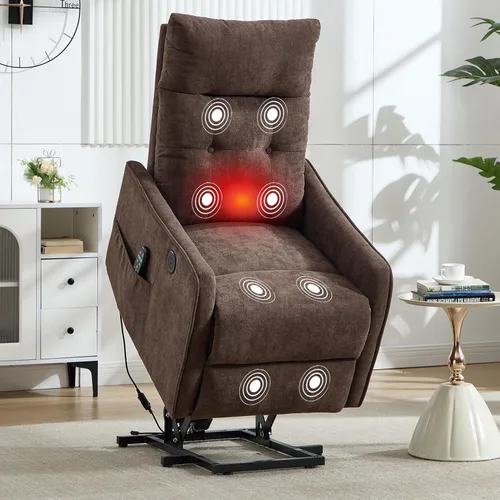 Miniatura 11 de Silla Reclinable con Elevación Eléctrica con Masaje de Vibración y Calor para Personas Mayores de Estatura Pequeña, Silla Elevadora Pequeña
