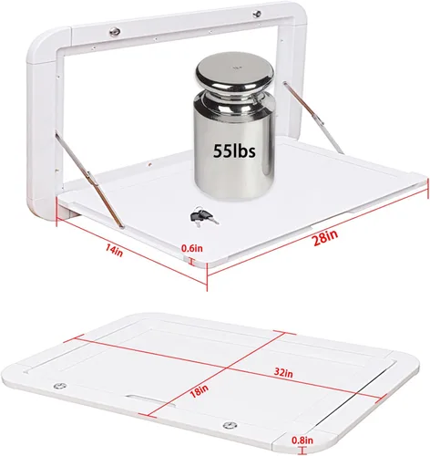 Miniatura 5 de Mesas plegables para caravanas, 31.5 x 17.7 pulgadas, mesa de pared plegable de aleación de aluminio premium, kit de mesa de pared con cerradura
