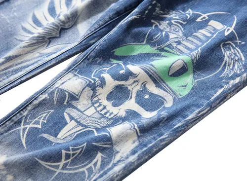 Miniatura 230 de Baylvn - Pantalones de mezclilla entallados y estampados para hombre con corte recto