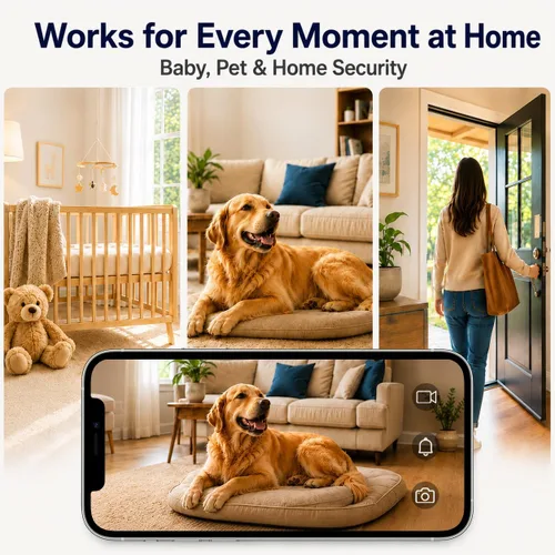 Miniatura 9 de Cámaras 5G para Seguridad del Hogar, Cámara de Seguridad Interior y Exterior de 3MP para Bebé/Anciano/Perro/Mascota/Niñera, Monitor WiFi para Bebé