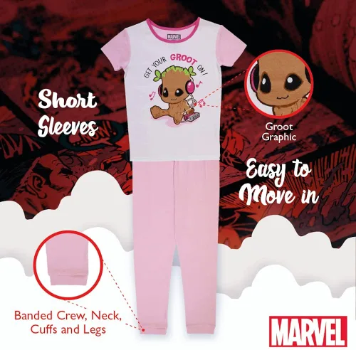 Miniatura 4 de Marvel Girls Black Panther Wakanda Forever Groot 2-Piece Snug-fit Cotton Pajamas Set
