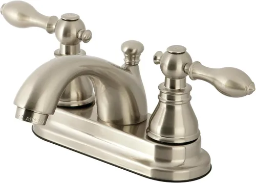 Kingston Brass KB2608ACL American Classic - Grifo de baño central de 4 pulgadas, alcance de boquilla de 4 pulgadas, níquel cepillado