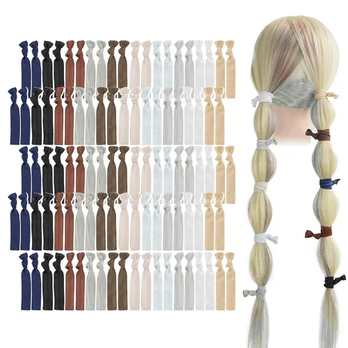 Miniatura 18 de MEEDEE Paquete de 100 lazos para el cabello, color negro, sin pliegues, nudos suaves para mujeres, sin daño, adecuado para colas de caballo, yoga