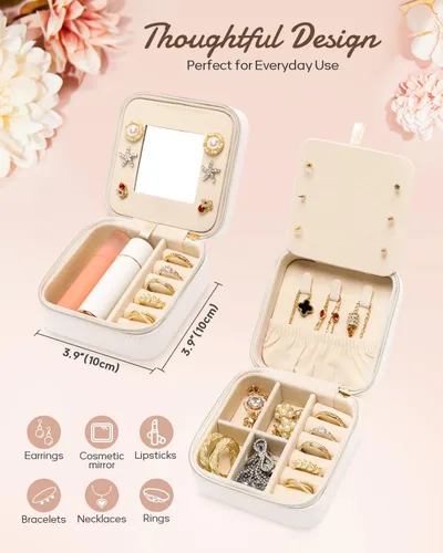 Miniatura 3 de Enthralite Joyero de viaje para regalo personalizado, artículos esenciales de viaje para mujeres, organizador de viaje para joyas, pequeño joyero