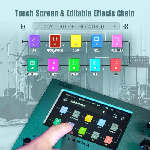 Miniatura 5 de FLAMMA FX150B - Pedal multiefectos con alimentación por batería para guitarra eléctrica con modelado de amplificador, simulación de gabinete