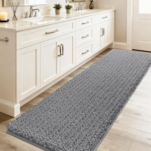 Miniatura 55 de ACCUMTEK - Juego de 2 alfombras de baño de lujo en color beige de 32"x20"+24"x17", alfombras de baño ultra suaves y gruesas absorbentes, alfombra