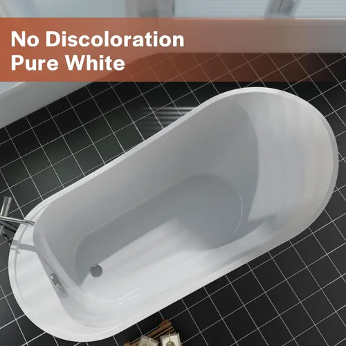 Miniatura 4 de Empava - Tina de baño independiente de acrílico lujosa. Tina tipo spa, contemporánea, blanca