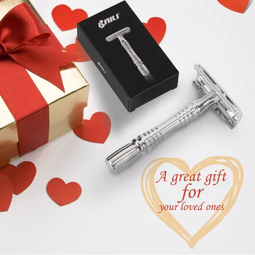 Miniatura 8 de BAILI Afeitado húmedo clásico de 3 piezas de doble filo para hombres y mujeres con hoja de platino y estuche de viaje con espejo BD176