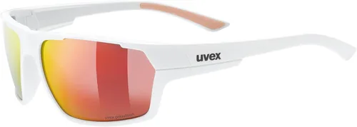 Gafas de sol deportivas polarizadas uvex para ciclismo/running con protección UV, para mujeres y hombres, sportstyle 233 P Alfombra blanca/rojo