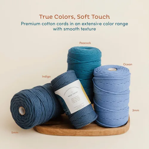 Miniatura 6 de Nook Theory Hilo de macramé de 3mm 220 yardas - Cuerda de macramé suave de 4mm, 5mm perfecta para nudos - Suministros de macramé para colgadores