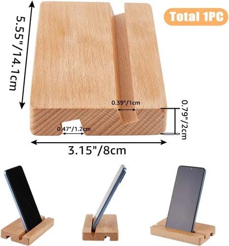 Miniatura 2 de Soporte rectangular de madera para teléfono móvil, soporte para teléfono celular, soporte universal para teléfono celular, 1 unidad, 5.55 x 3.15 x