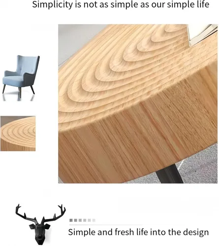 Miniatura 7 de Mesa de centro para sala de estar, sofá, mesa de esquina para el hogar, mesa redonda pequeña, anillos de árbol, mesa de centro de madera maciza