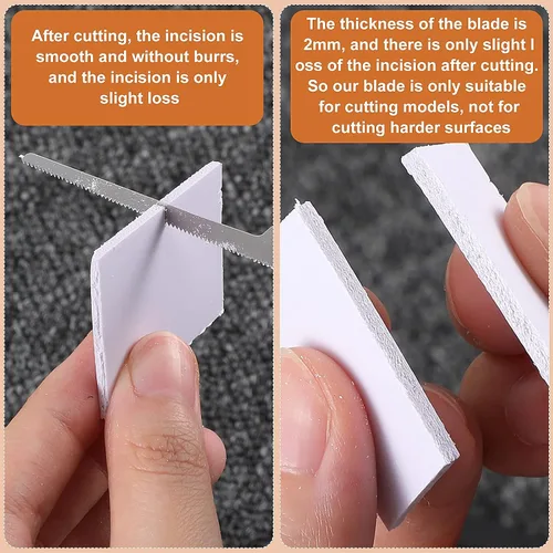 Miniatura 6 de Mini Sierra de Mano Modelo Craft Blade Herramientas Juego de 2 Asas con 12 Cuchillas Artesanales Modelo Herramienta Hobby para Cortar Piezas