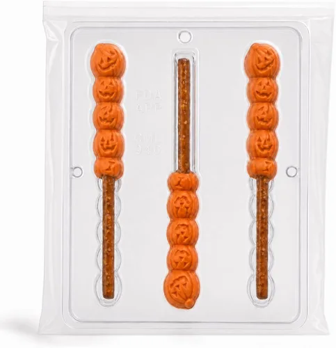 Miniatura 7 de Molde de caramelo de chocolate con pretzel de calabaza para Halloween 946