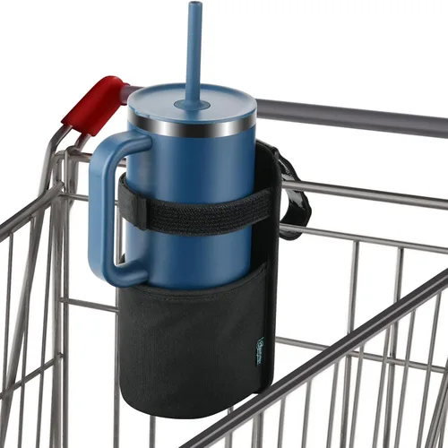 Beautyflier Soporte para tazas de carrito de compras, portador portátil de taza de café, carrito de compras para colgar taza de café, botella de