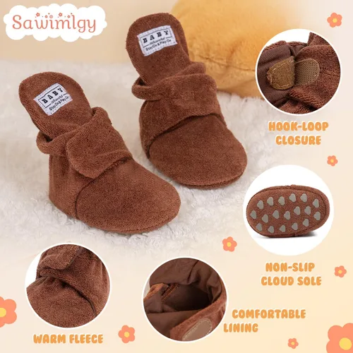 Miniatura 208 de Sawimlgy - Botines de algodón antideslizantes para recién nacido, con agarre, para cuna o para el invierno