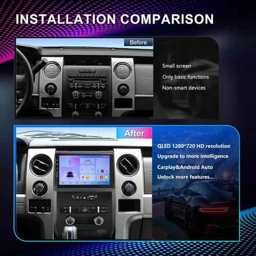 Miniatura 2 de Estéreo de radio de coche para Ford F150 F-150 2009-2012, unidad principal de pantalla táctil Android 13 de 9 pulgadas, CarPlay inalámbrico