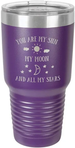 Miniatura 18 de Taza de viaje grabada con grabado en polvo de acero grabado con láser, con texto en inglés "You are MY SUN MY MOON AND ALL MY STARS", sin BPA