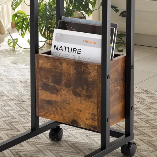 Miniatura 6 de Hadulcet Mesa auxiliar en forma de C con estación de carga y mesa plegable, mesa plegable para TV con almacenamiento, mesa para laptop para sofá
