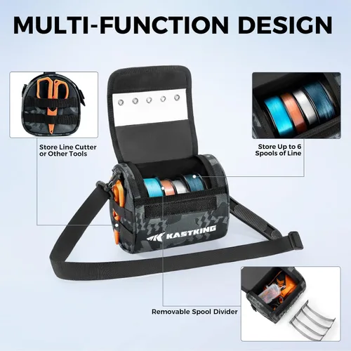 Miniatura 4 de KastKing BaitSpace Bolsa de gestión de línea, bolsa de almacenamiento de línea de pesca con nailon resistente al agua, ventana transparente, divisor