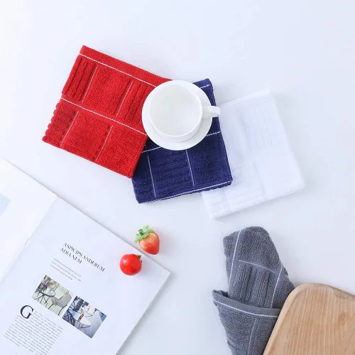Miniatura 8 de Glynniss Paños de cocina para lavar platos, trapos de algodón para limpieza en seco, paquete de 8 paños de cocina (gris, 12 x 12 pulgadas)